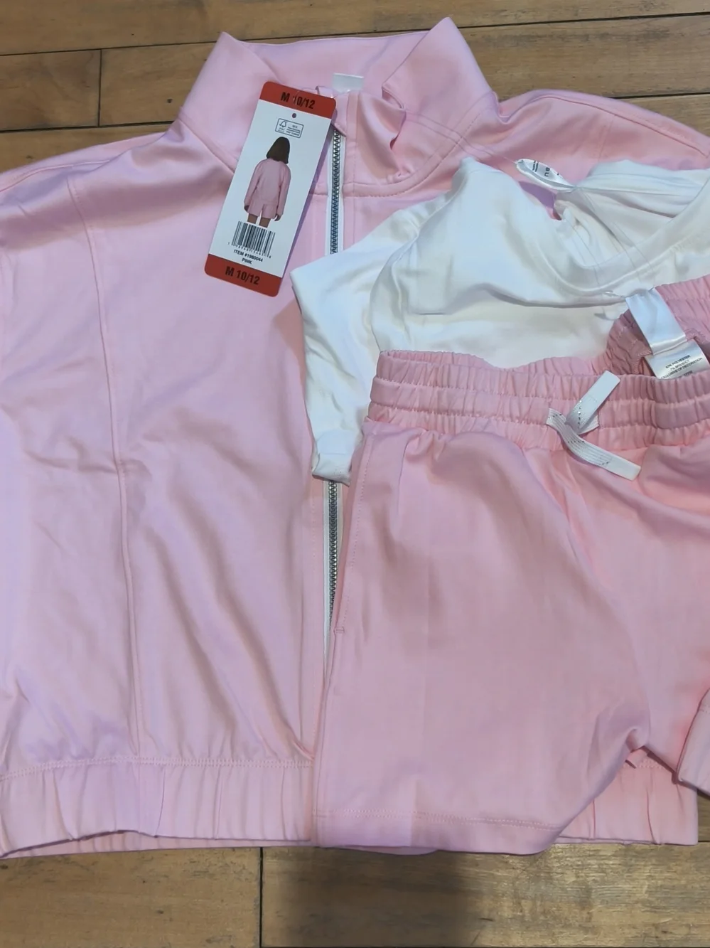 New!!! Soybu Youth Girls 3-piece Set Full Zip Jacket Tee Short Pink Color Size S